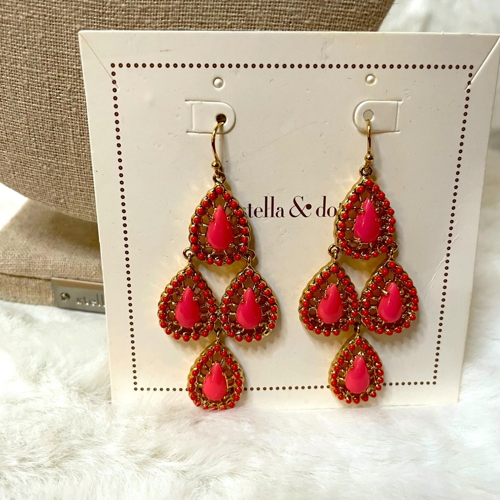 Stella and Dot faux gem drop chandelier earrings